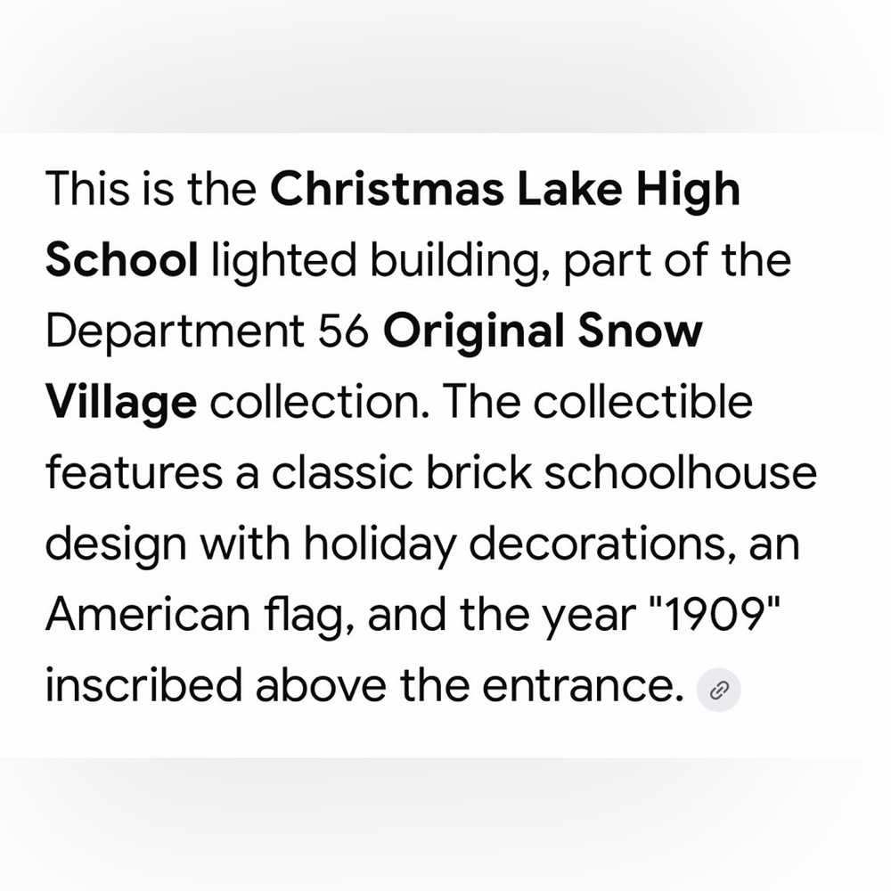 Vintage Department 56 Snow Village “Christmas Lake High School” - Picture 7 of 8